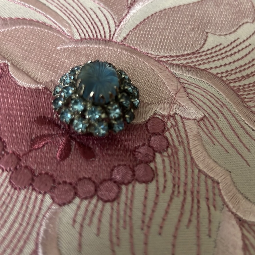 Vintage Brooch oblong shape light blue